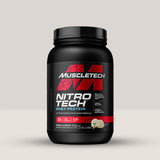 Imagine cu o cutie de Nitrotech Whey Protein (998g, 20 de serviri) de la MuscleTech, o proteină din zer pentru creștere musculară cu aromă de vanilie.