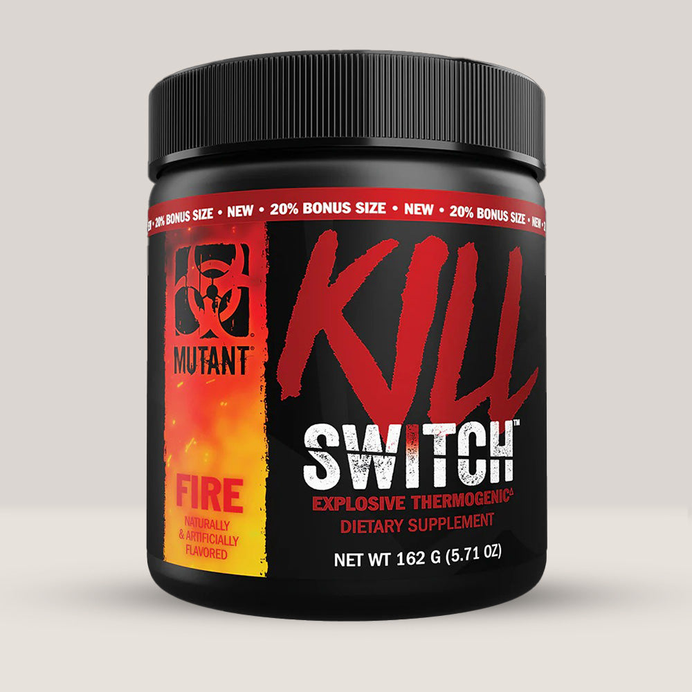 Cutie de Mutant Kill Switch, arzător de grăsimi termogenic de la Mutant, pentru energie și slăbire, 162g. Fire aroma.
