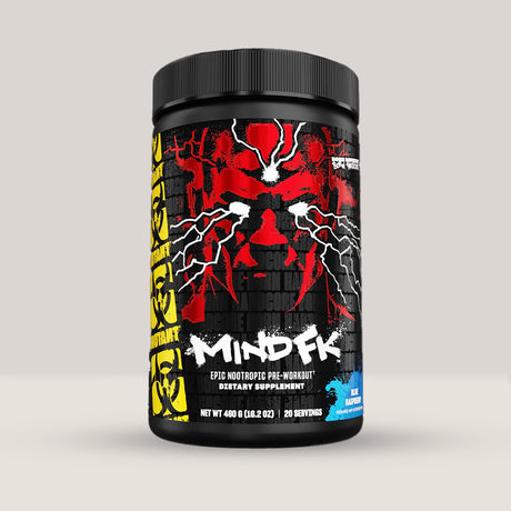Cutie de MUTANT® MIND FK™️ (480g, 20 de serviri), un pre-workout nootropic cu focus pe energie mentală și concentrare cu aromă de mure.