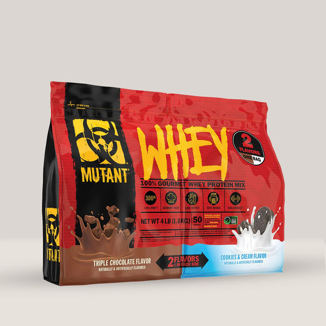 Pachet de Mutant Whey Dual Flavor, proteină din zer cu două arome de la Mutant, ambalaj de 1.8kg.