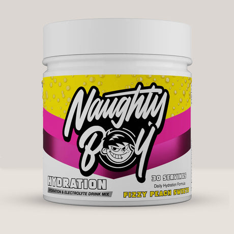 Imagine cu suplimentul Naughty Boy Hydration Complex, 210g, 30 de serviri. Fizzy peach sweets aroma.