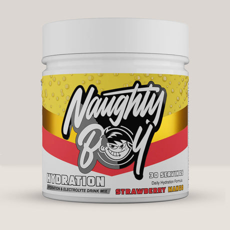 Imagine cu suplimentul Naughty Boy Hydration Complex, 210g, 30 de serviri. Strawberry mango aroma.