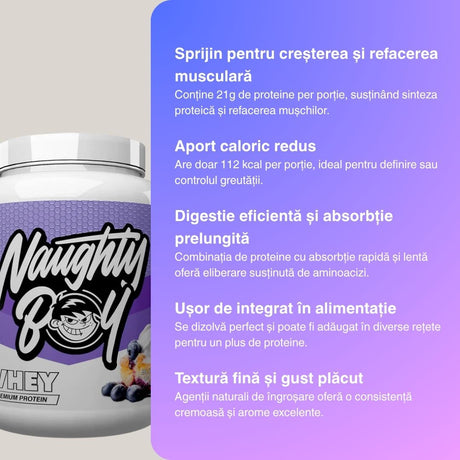 Creștere musculară accelerată & recuperare optimă.  21g proteine/porție, absorbție secvențială.