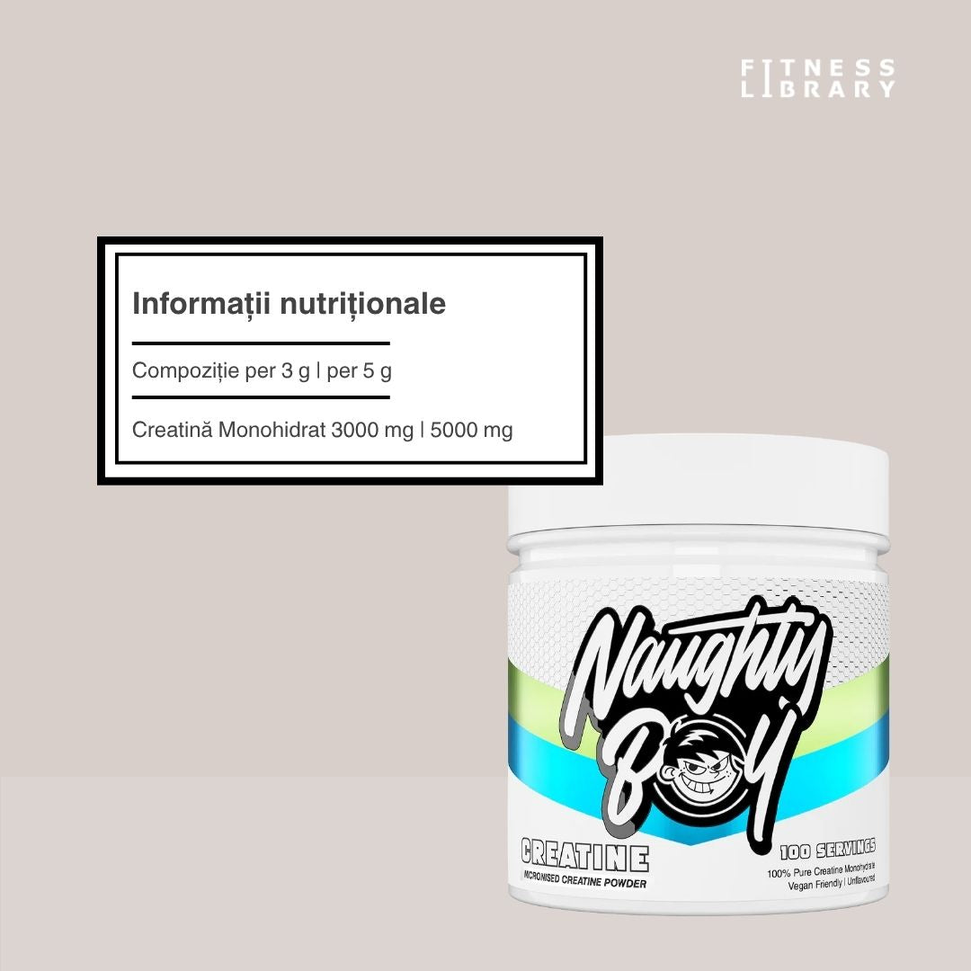 Creatină Monohidrată Micronizată NAUGHTY BOY: Performanță maximă, recuperare rapidă. Deblochează-ți potențialul!