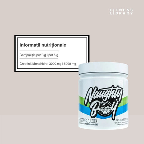 Creatină Micronizată Naughty Boy: Putere maximă, recuperare rapidă.