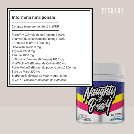 Antrenamente intense, fără cofeină, cu NAUGHTY BOY Pump Pre-Workout. Energie amplificată, concentrare maximă.