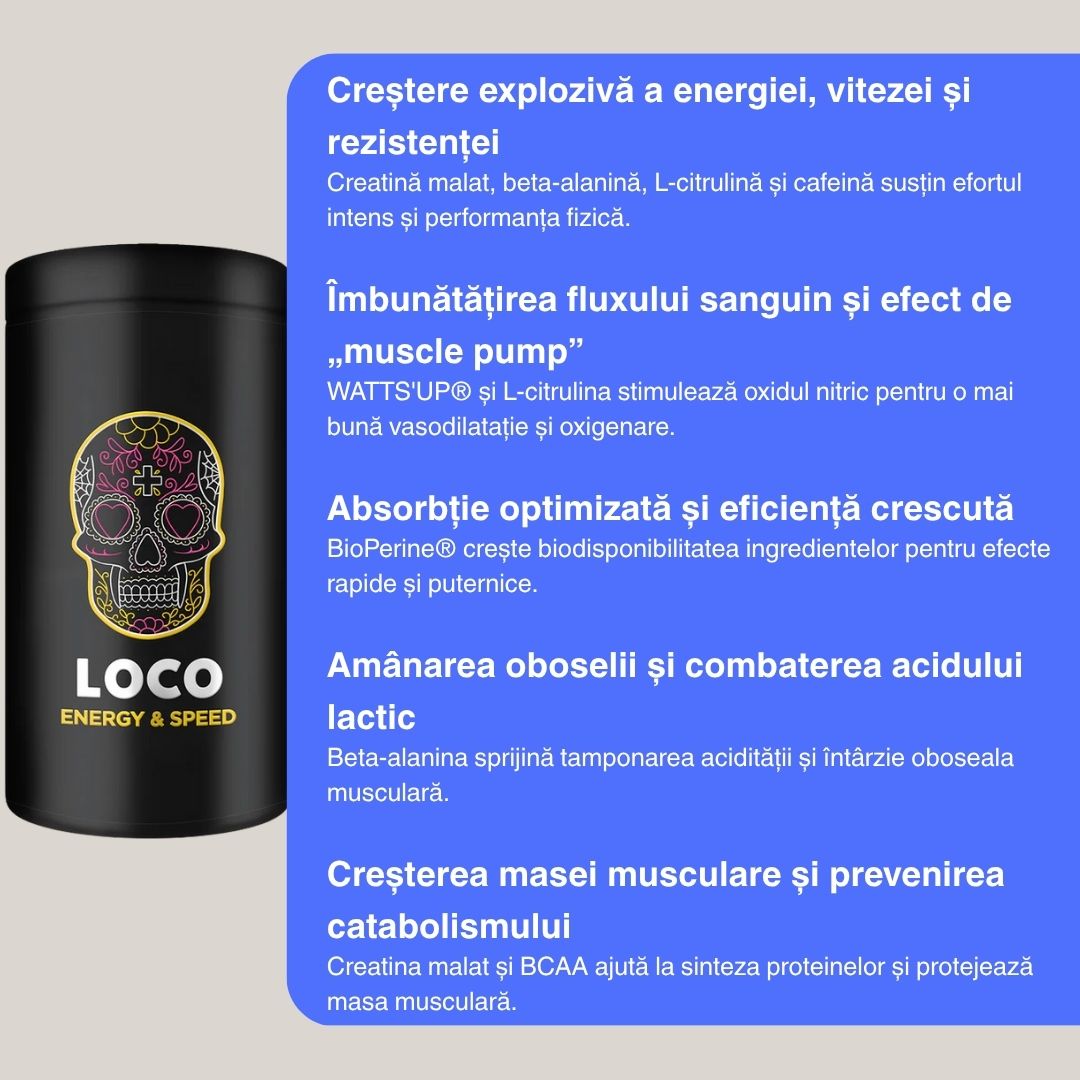 Energie explozivă și concentrare absolută cu locxEnergy & Speed. Atinge performanța supremă!