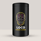 Flacon de pre-workout în capsule LOCO ENERGY & SPEED, un supliment pentru energie și viteză.