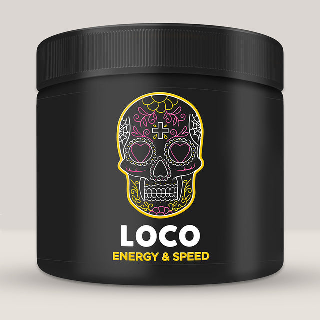 Recipient de pre-workout complex LOCO ENERGY & SPEED, un supliment pentru energie și viteză.