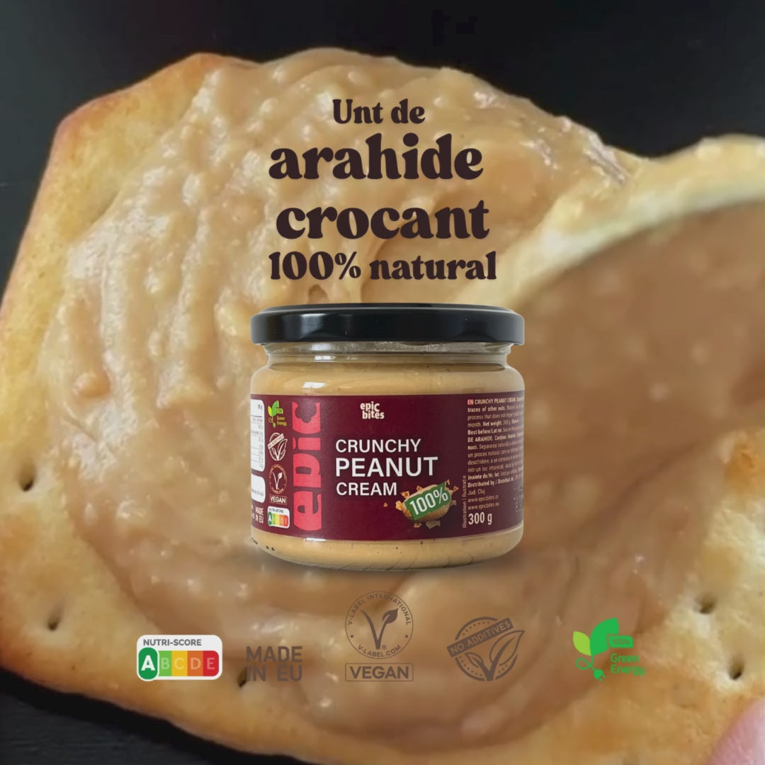 Crunchy Peanut Cream 300g – Unt de arahide 100% natural (textură crocantă & fără zahăr adăugat) | EPIC BITES