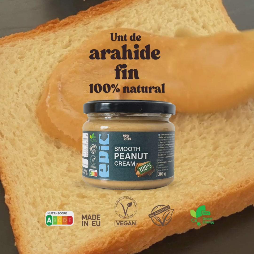 Smooth Peanut Cream 300g – Unt de arahide 100% natural (textură soft & fără zahăr adăugat) | EPIC BITES