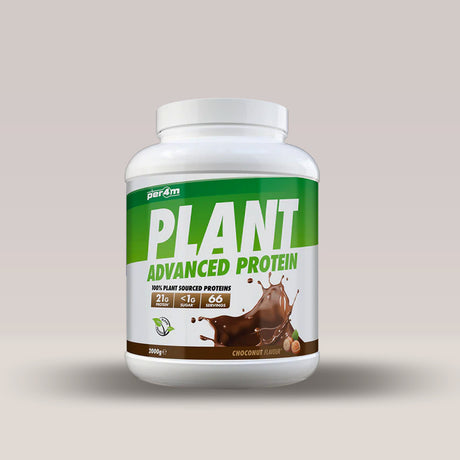 Recipient de 2kg de proteină vegană din mazăre și orez, marca PER4M. Alune de pădure.