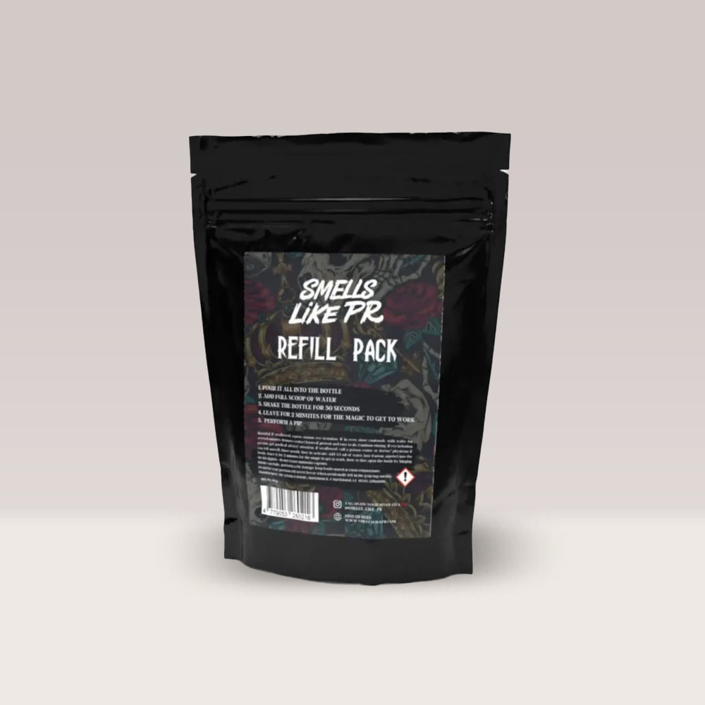 Pachet de reîncărcare (refill) pentru săruri cu amoniac de la Smells Like PR, pungă cu 40g de material uscat.