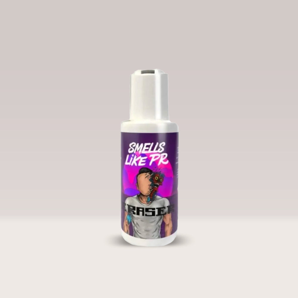 Sticlă de săruri cu amoniac Eraser de la Smells Like PR, cu design compresibil pentru controlul potenței, recipient de 50g.