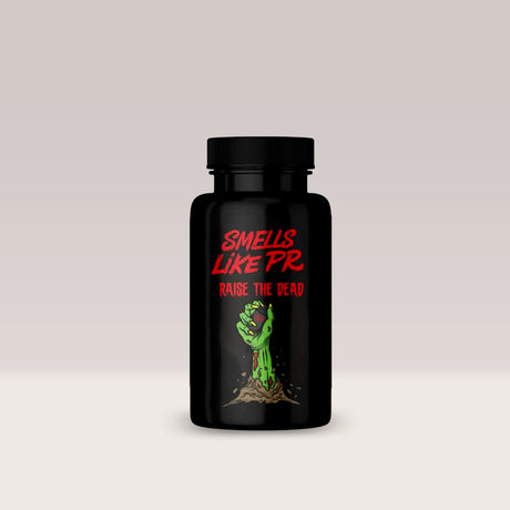 Recipient de săruri cu amoniac Raise The Dead de la Smells Like PR, formulă cu potență extremă, flacon de 70g.