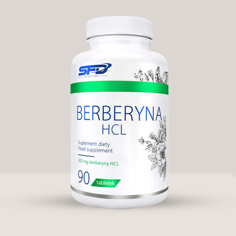 Imagine cu o cutie de SFD Berberyna HCL (90 tablete) de la SFD Nutrition, un supliment cu extract de Berberis aristata pentru sănătatea metabolică.