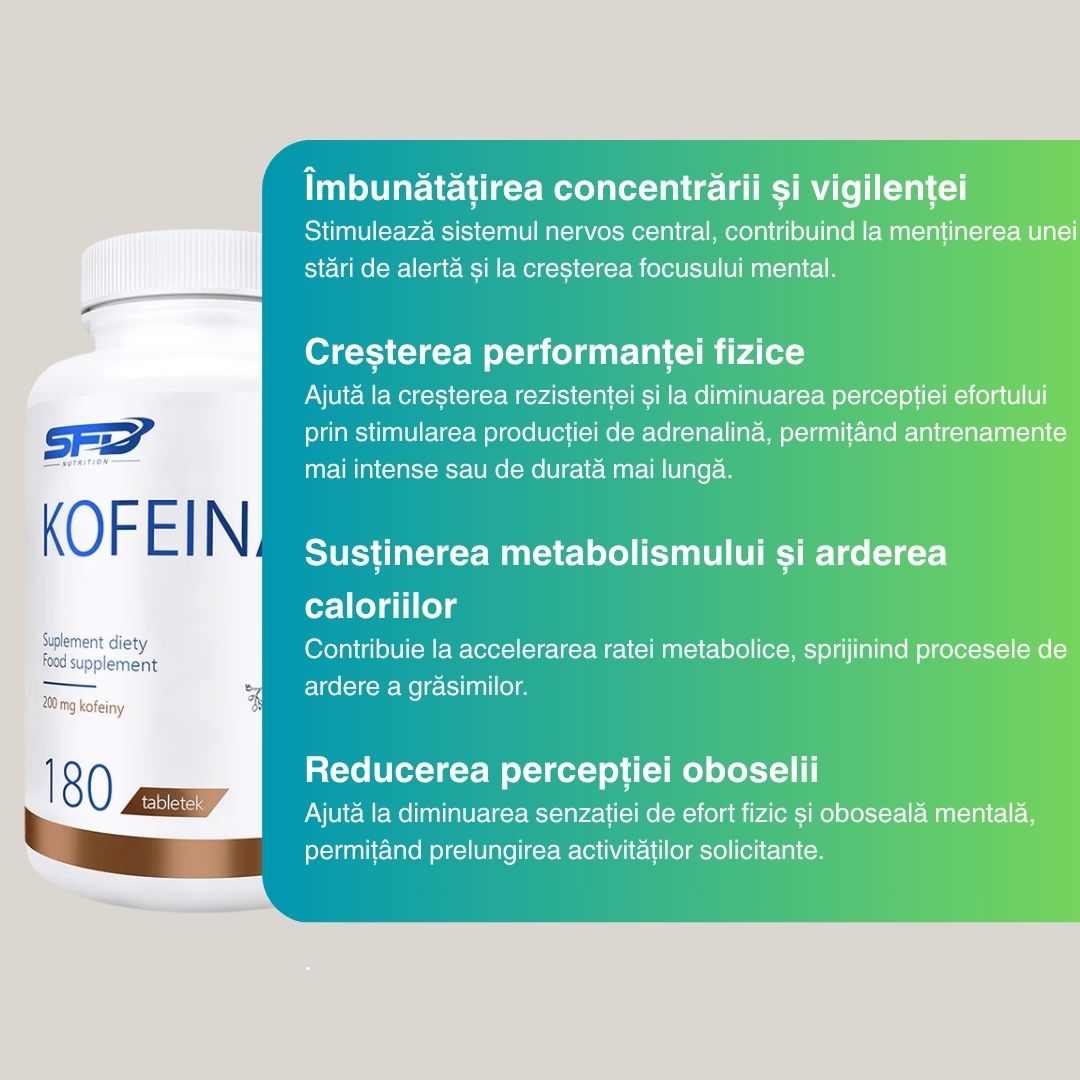Cafeină anhidră SFD Nutrition: Energie pură pentru performanță maximă.