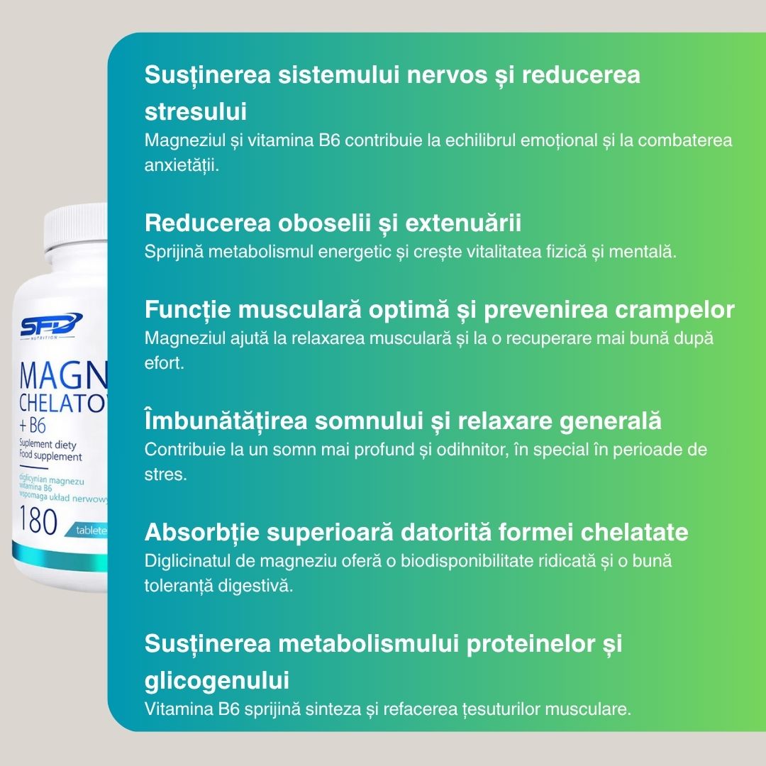 Energie pe zi, odihnă profundă noaptea. Magneziu chelat B6.