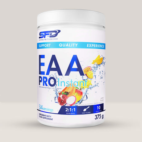 Imagine cu suplimentul alimentar EAA PRO Instant de la SFD NUTRITION, 375g, 34 de serviri. Aroma de citrice.