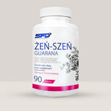 Imagine cu o cutie de SFD Ginseng Guarana (90 tablete) de la SFD Nutrition, un supliment energizant cu ginseng siberian și guarana.