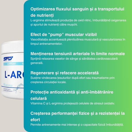 L-Arginina SFD: Performanță și rezistență amplificate, recuperare rapidă. Descoperă-ți puterea!