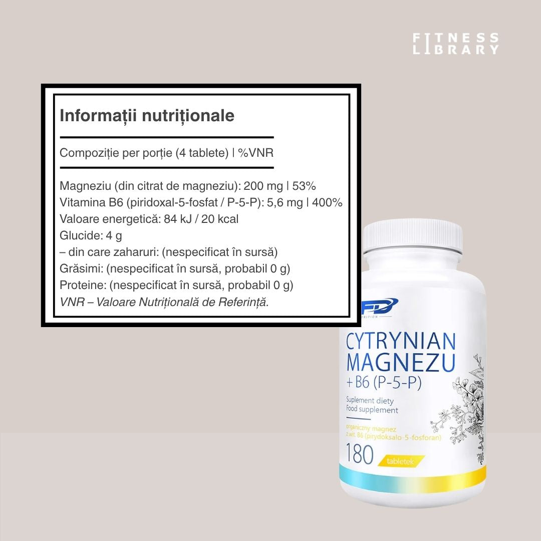 Magneziu Citrat + B6 (P-5-P): Combate oboseala, amplifică energia, trăiește din plin.