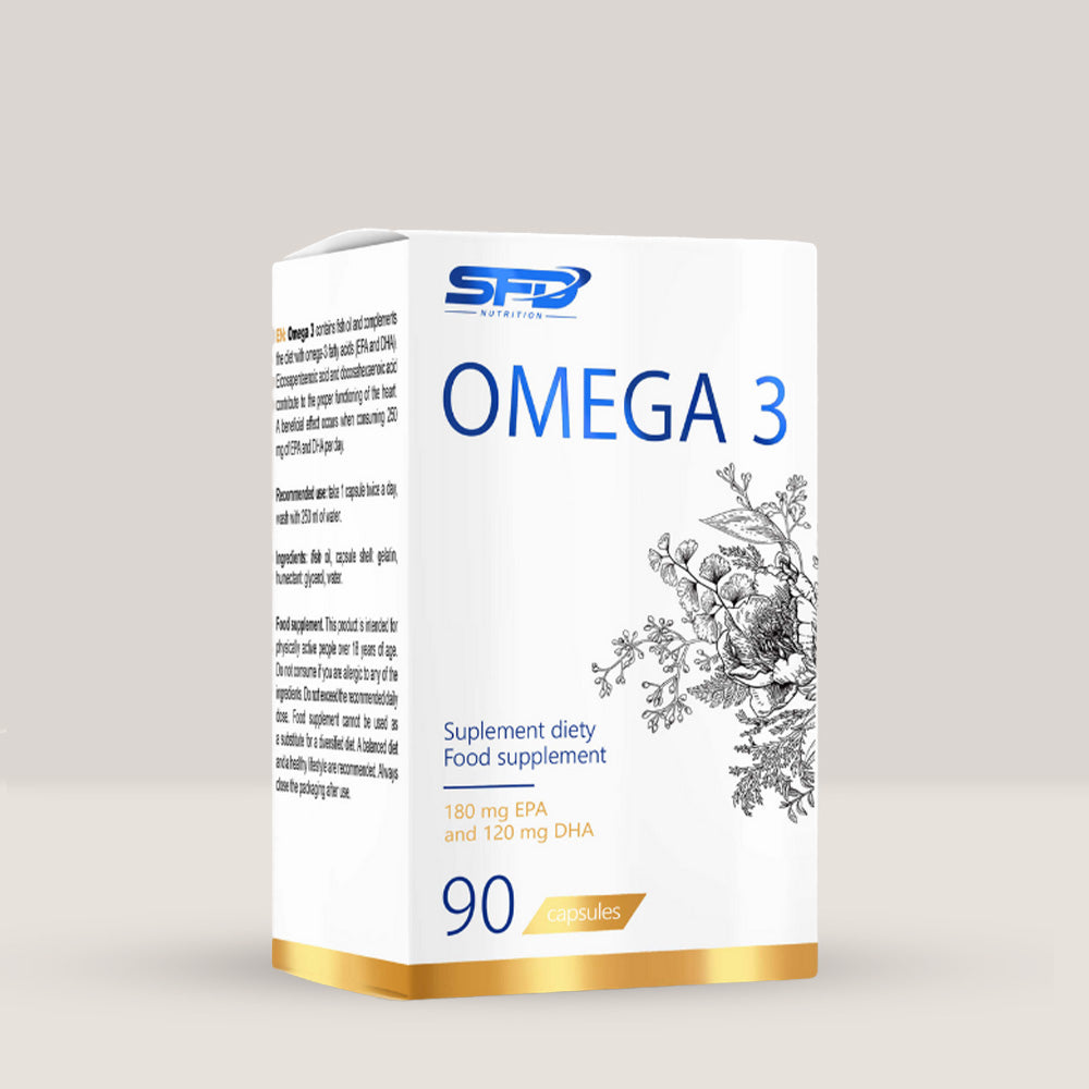 Imagine cu suplimentul alimentar Omega 3 de la SFD NUTRITION, 90 de capsule gelatinoase.