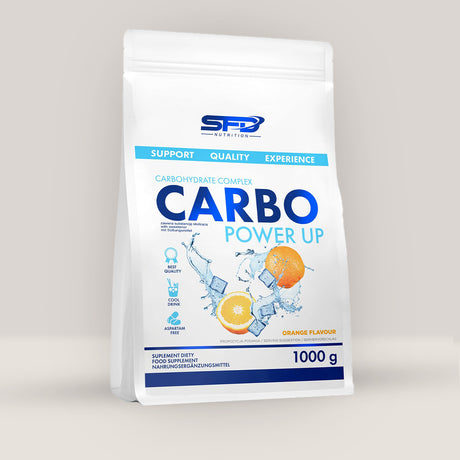 Imagine cu o cutie de SFD Power Up Carbo 1000g - Lemon de la SFD Nutrition, un supliment cu carbohidrați complecși pentru energie.