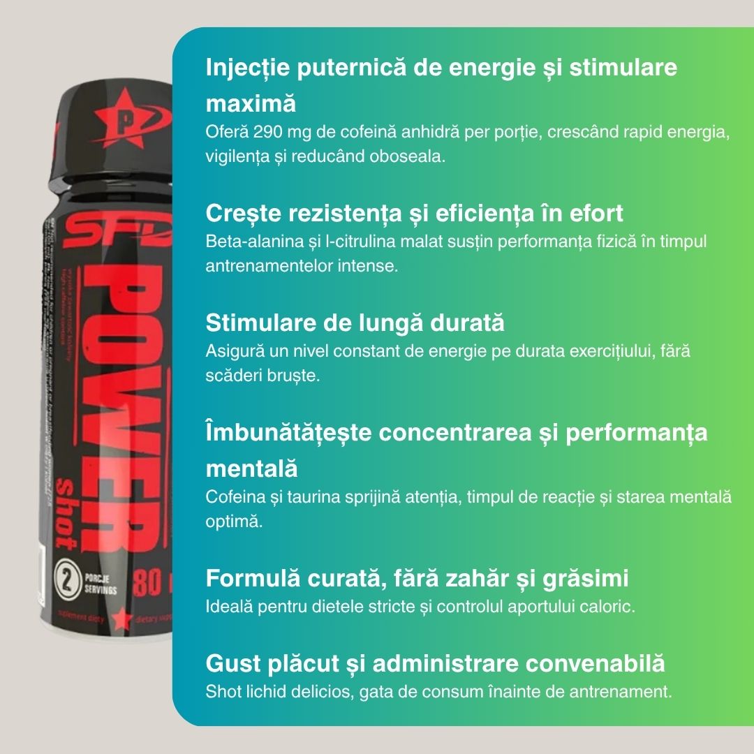 Energie explozivă, focus maxim, anduranță de fier. Power Shot Pre-Antrenament: Performanță absolută.