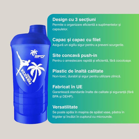 Performanță maximă cu Shaker-ul Warrior Journey. Hidratare optimă, organizare perfectă.  Devino mai puternic.