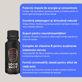 Energie, concentrare, viteză maximă. LOCO Focus & Stimulus Shot. Performanță absolută.