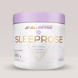 Cutie de Sleeprose de la Alldeynn, supliment sub formă de pudră pentru somn și recuperare, 280g.