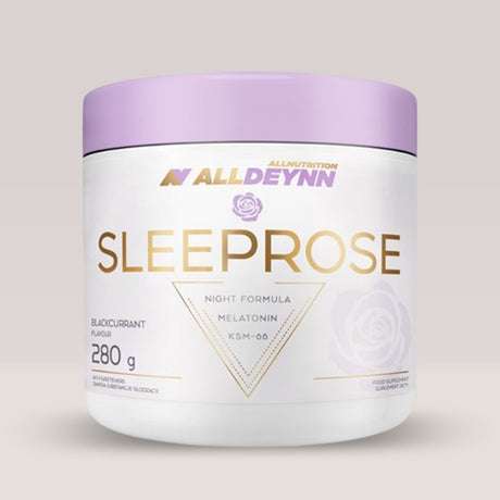 Cutie de Sleeprose de la Alldeynn, supliment sub formă de pudră pentru somn și recuperare, 280g.