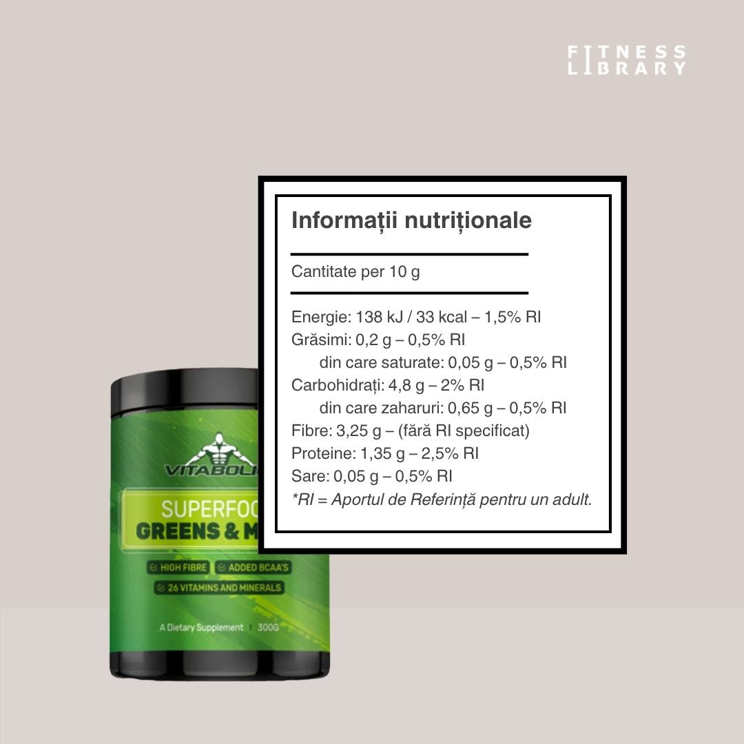 Energie naturală și vitalitate zilnică cu Superfood Greens & More de la Vitabolic.