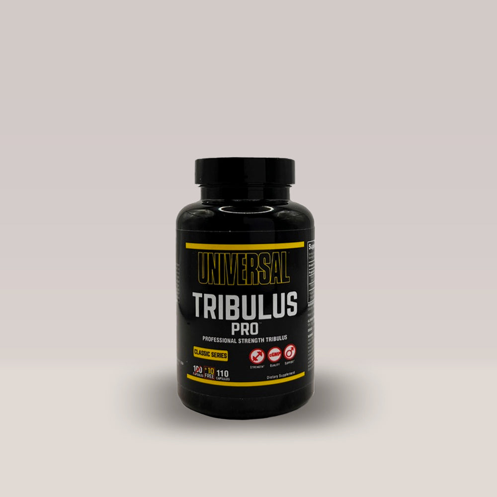 Recipient de Universal Nutrition Tribulus Pro, un supliment cu 110 capsule pentru suport hormonal natural pe bază de Tribulus terrestris.