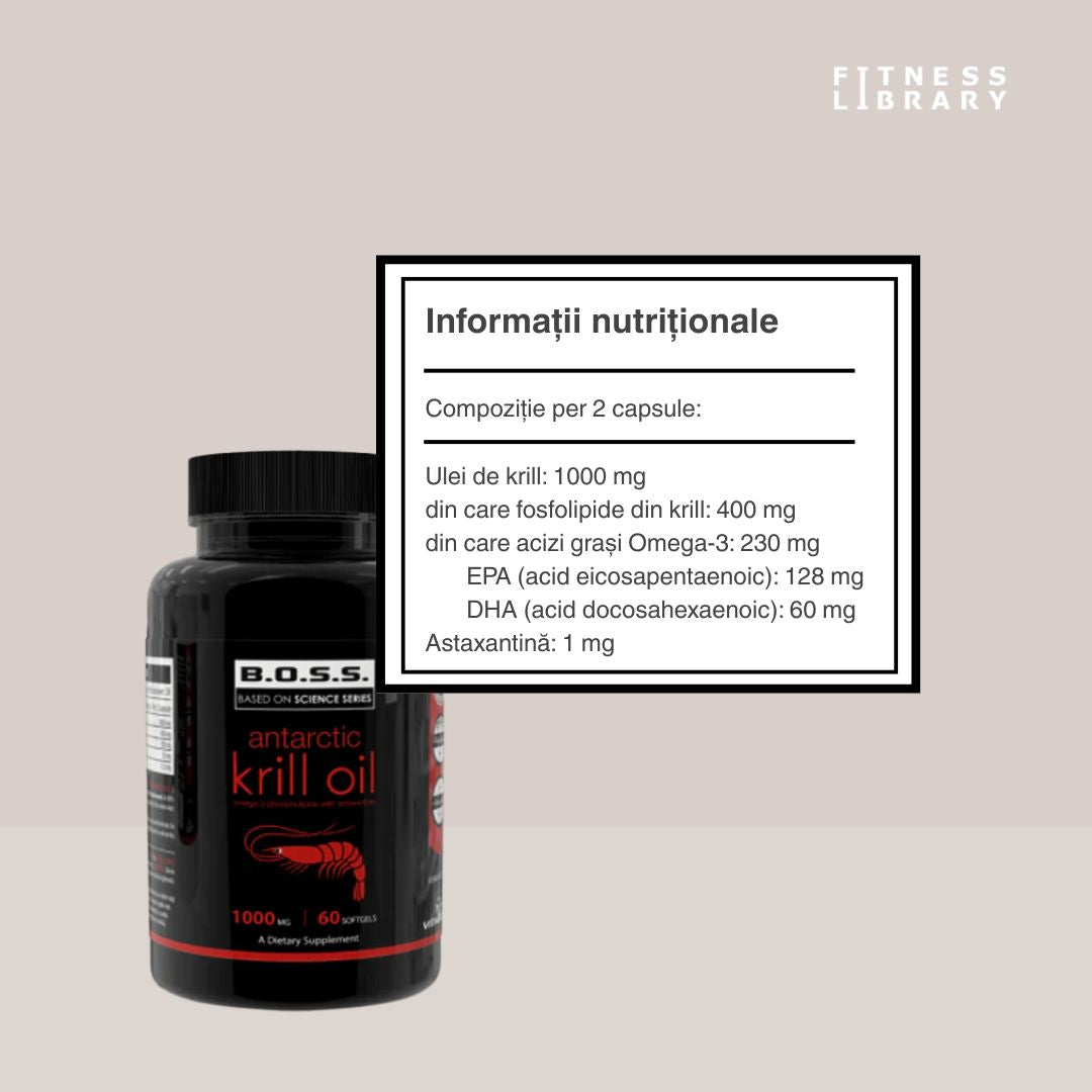 Ulei krill VITABOLIC: Omega-3 și antioxidanți pentru minte ageră și inimă puternică. Vitalitate zilnică din Antarctica.