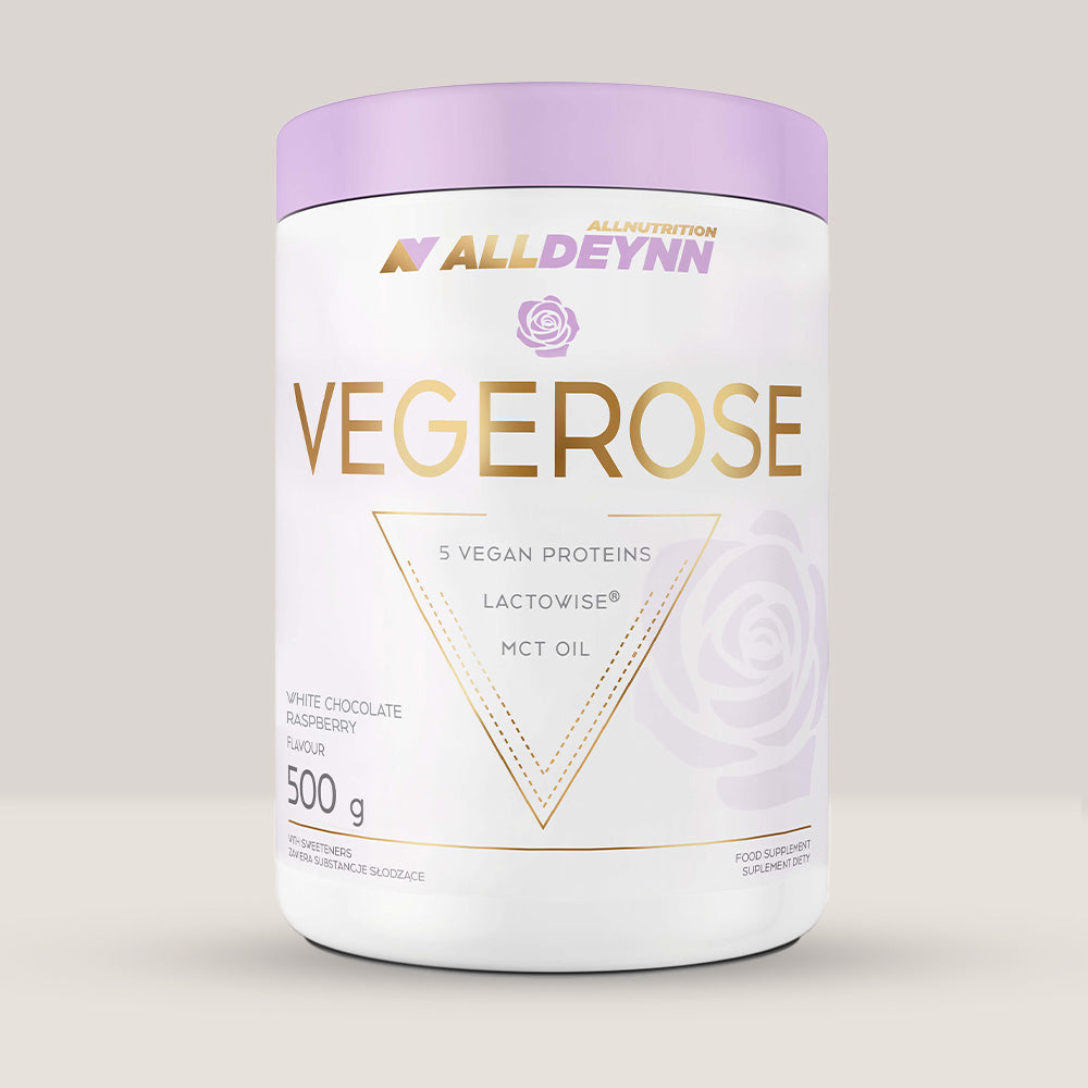 Pachet de Vegerose de la Alldeynn, proteină vegană cu probiotice pentru digestie și recuperare, 500g.