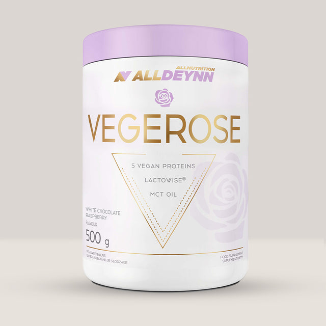 Pachet de Vegerose de la Alldeynn, proteină vegană cu probiotice pentru digestie și recuperare, 500g.