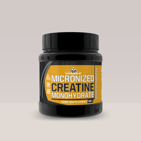 Imagine cu suplimentul alimentar 100% Micronized Creatine Monohydrate de la VITABOLIC, 300g, 100 de serviri.