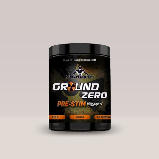 Imagine cu suplimentul pre-workout Ground Zero Pre-Stim Nitrosigine de la VITABOLIC, 315g, 30 de serviri. Mango aroma.