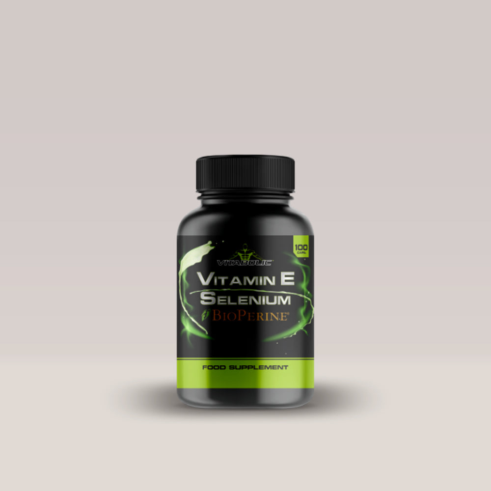 Imagine cu suplimentul alimentar Vitamin E and Selenium de la VITABOLIC, 100 de capsule.