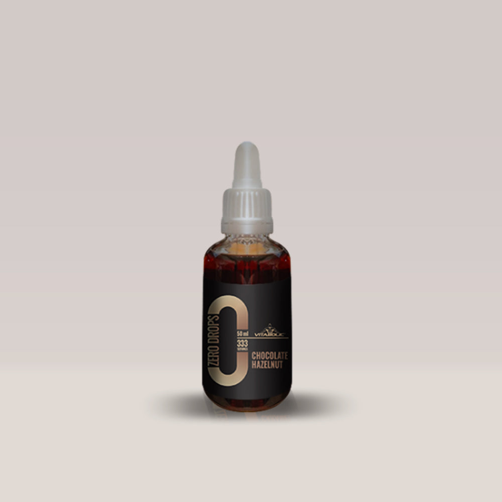 Imagine cu picăturile aromatizante Vitabolic Zero Drops, 50ml. Aroma de chocolate hazelnut.