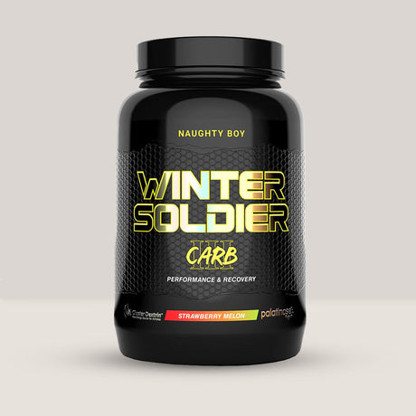 Pachet de Winter Soldier CARB3 de la NaughtyBoy, supliment cu carbohidrați avansați pentru energie, 1.35kg. Strawberry & melon.