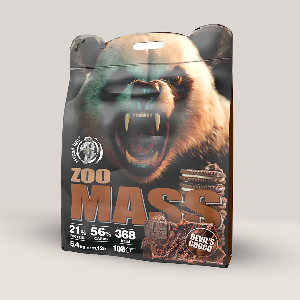 Sac de Zoomass Premium Gainer de la Zoomad Labs, supliment pentru creșterea masei musculare, cu creatină, ambalaj de 5.4kg.